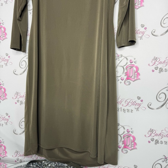 Wallis dress cinched zipper stunning stretchy army olive green bodycon flatter - Picture 3 of 12